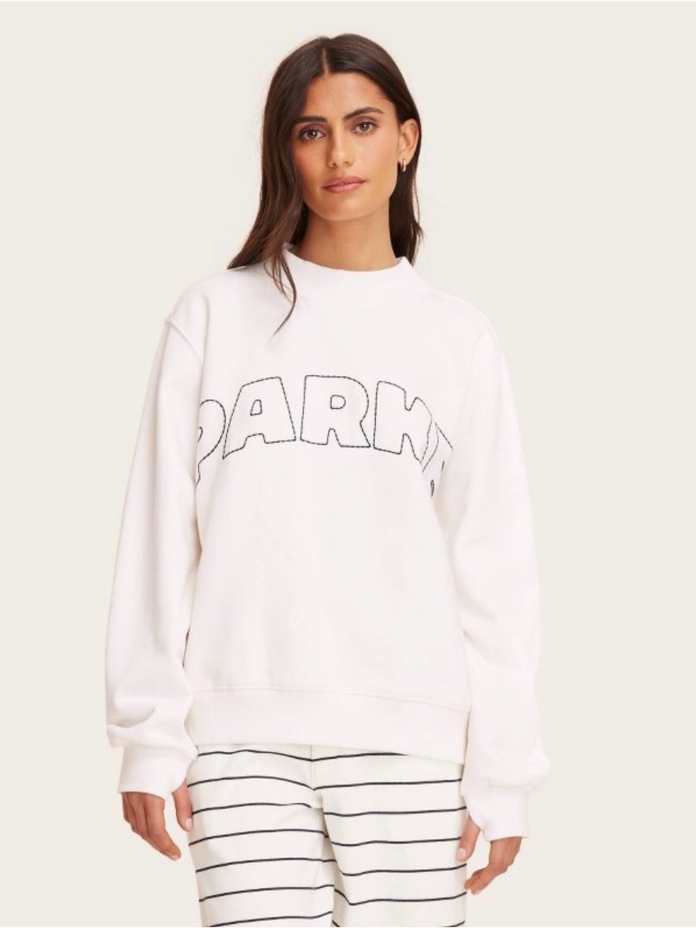 Women's Mockneck Pullover Sweatshirt - Parke x Target Cream Size L/XL NWT